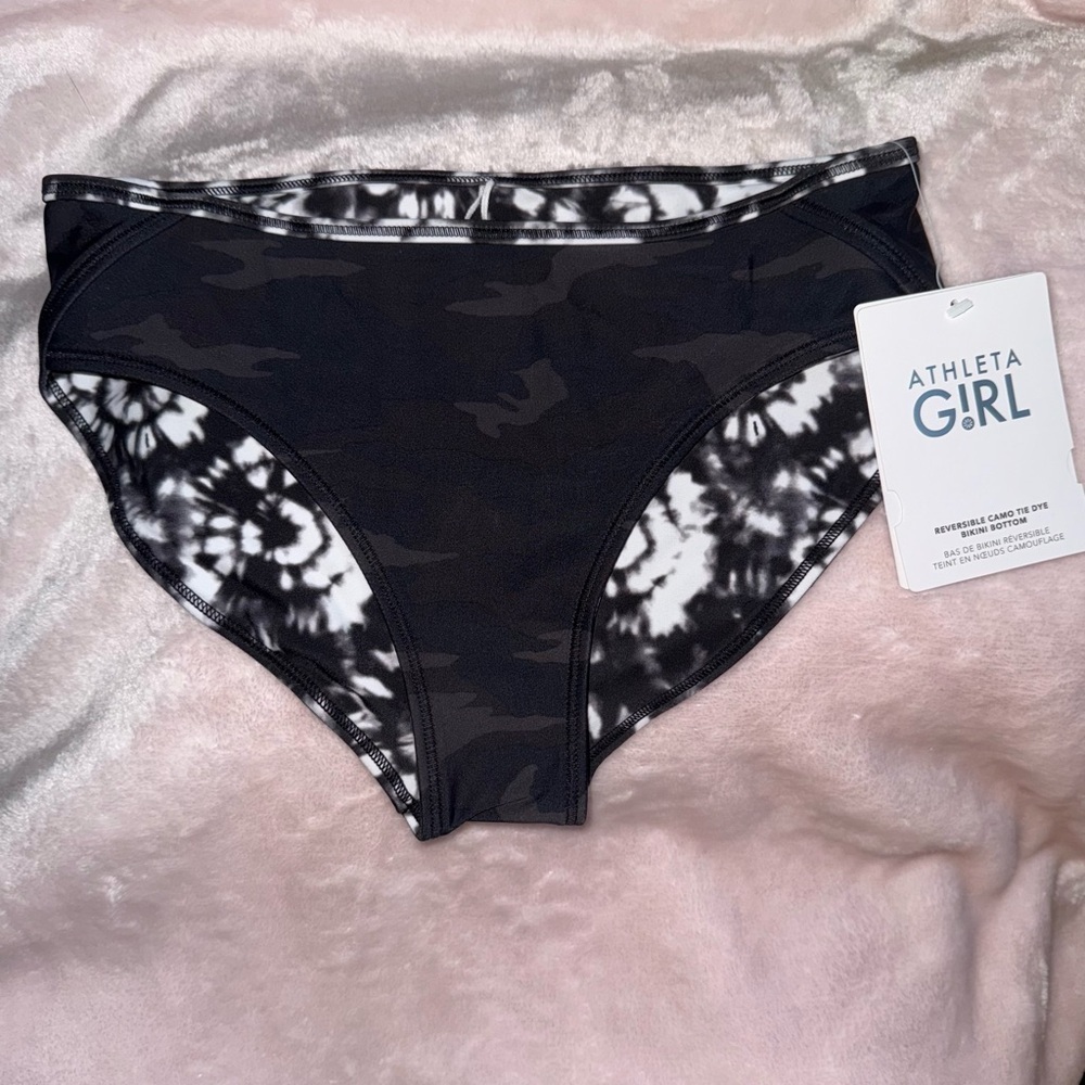 ATHLETA GIRL Bikini Bottoms Size L/12 Reversible Camouflage Tie Dye Swim New